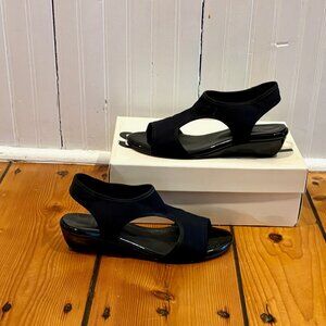 Stuart Weitzman Giver Demi Stretch Sandal Black Size 7 1/2